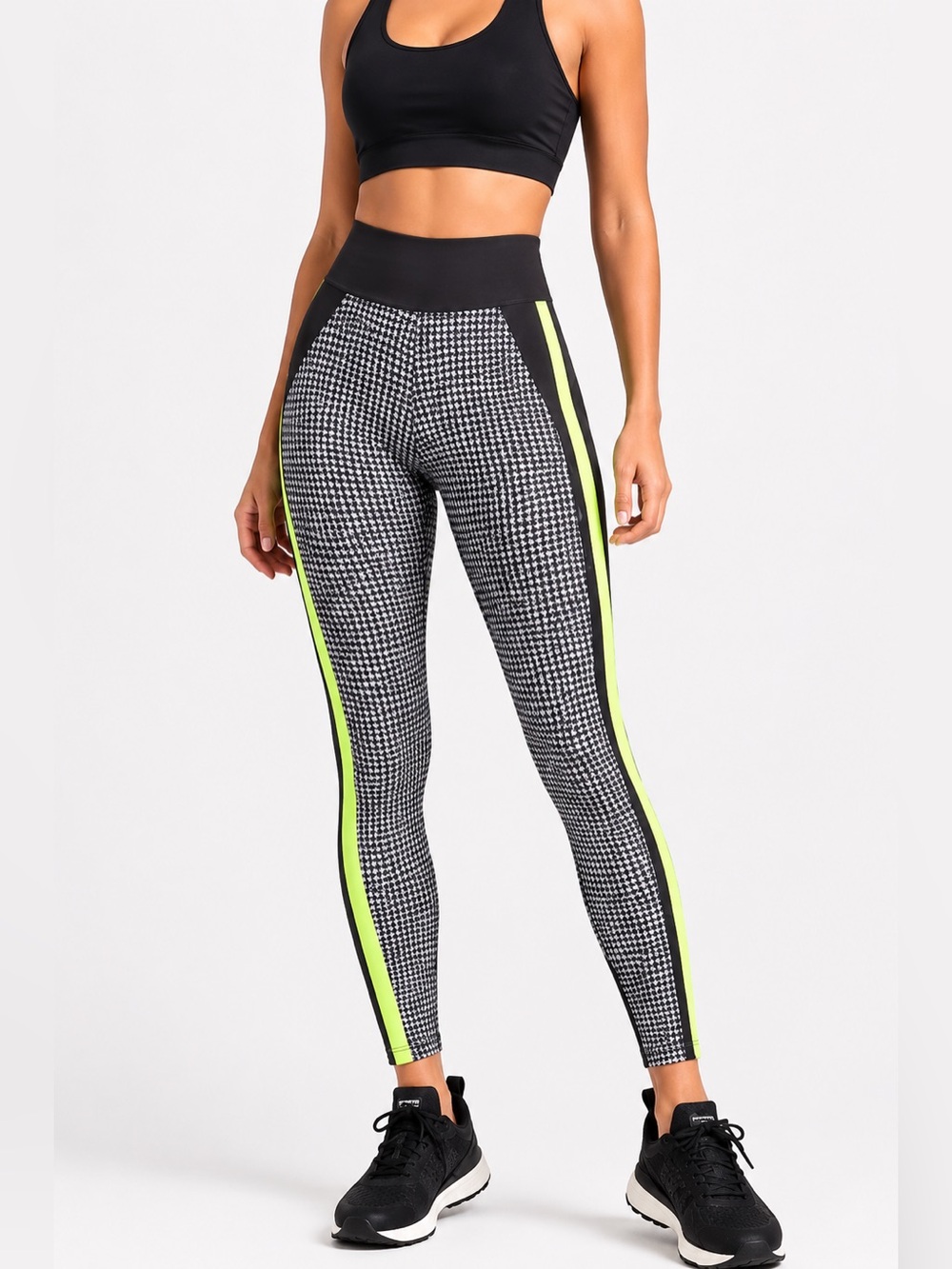 Nylora Ardwell High-Waist Legging Houndstooth Neon Stripe Compression Activewear